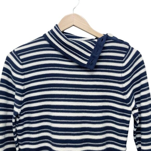 Tracy Reese Cashmere Blend Navy & Ivory Nautical Striped Sweater Size Medium - Picture 8 of 16
